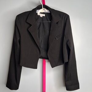 HYFVE Cropped Black Blazer Size Small – Long Sleeve Open Front Jacket